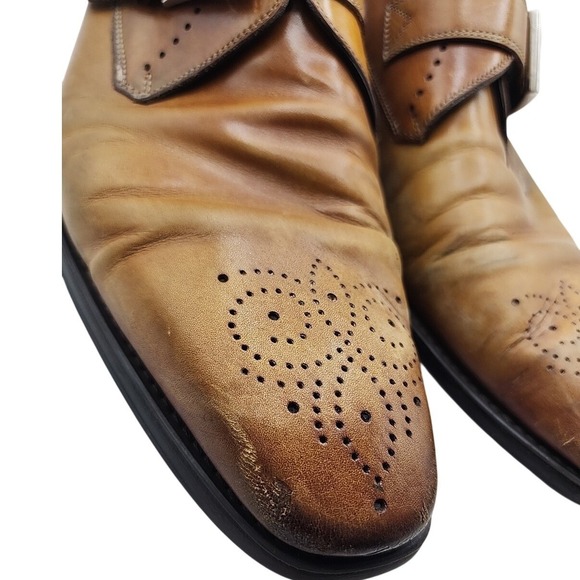 Magnanni Mallory Brown Leather Monk Strap Dress Shoe Slip On Loafers Size 9 - Picture 3 of 11